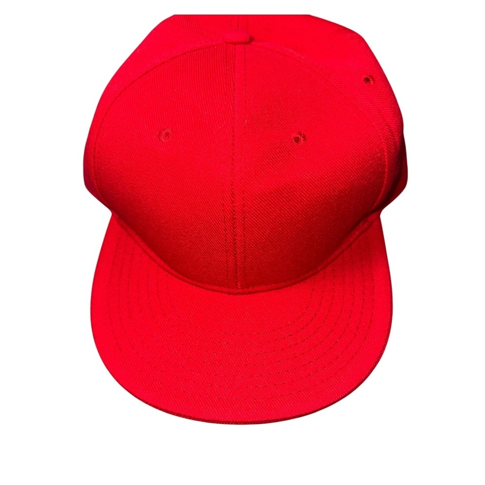 Hatco Fitted‎ Baseball Cap 7 5/8 Red Flat Urban Streetwear Hat Activewear Sport